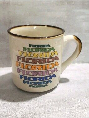 Vtg Florida Mug Souvenir Retro Rainbow Decor